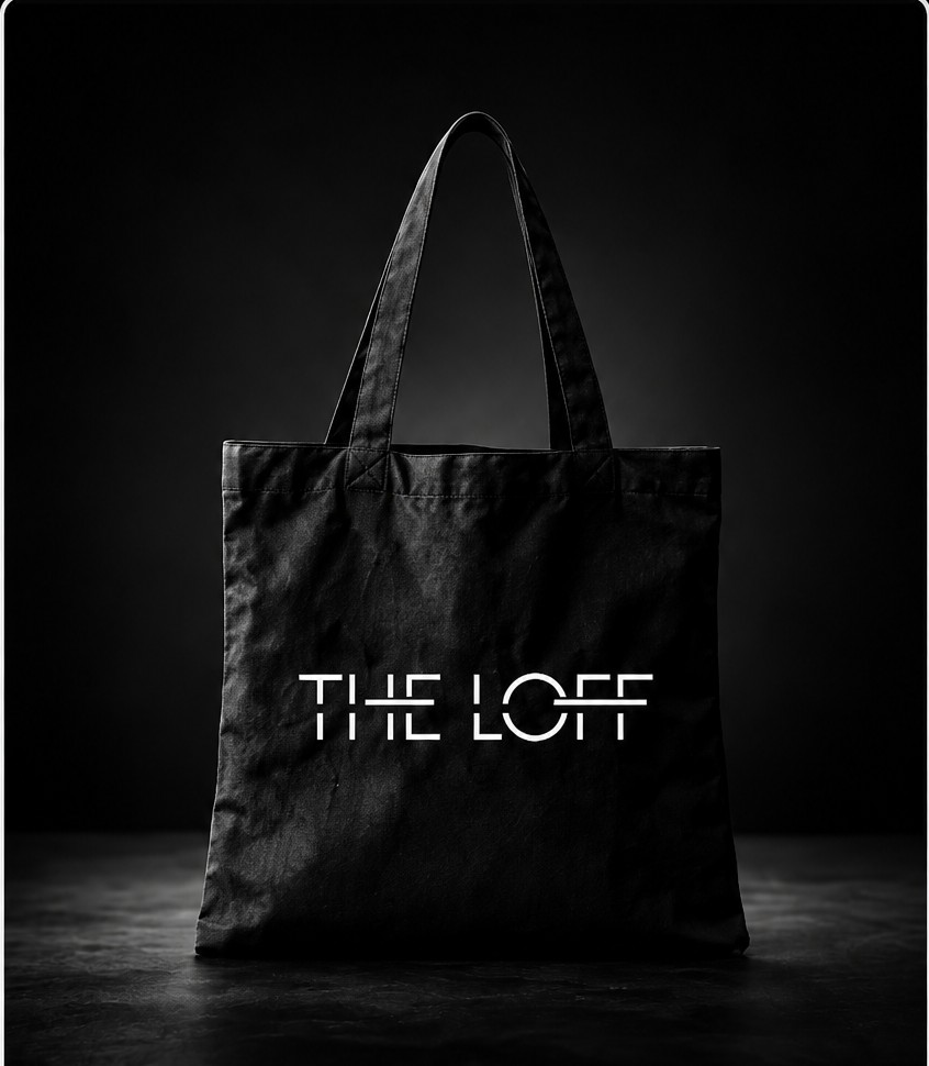 Tote bag noir The Loff, imprimé du logo